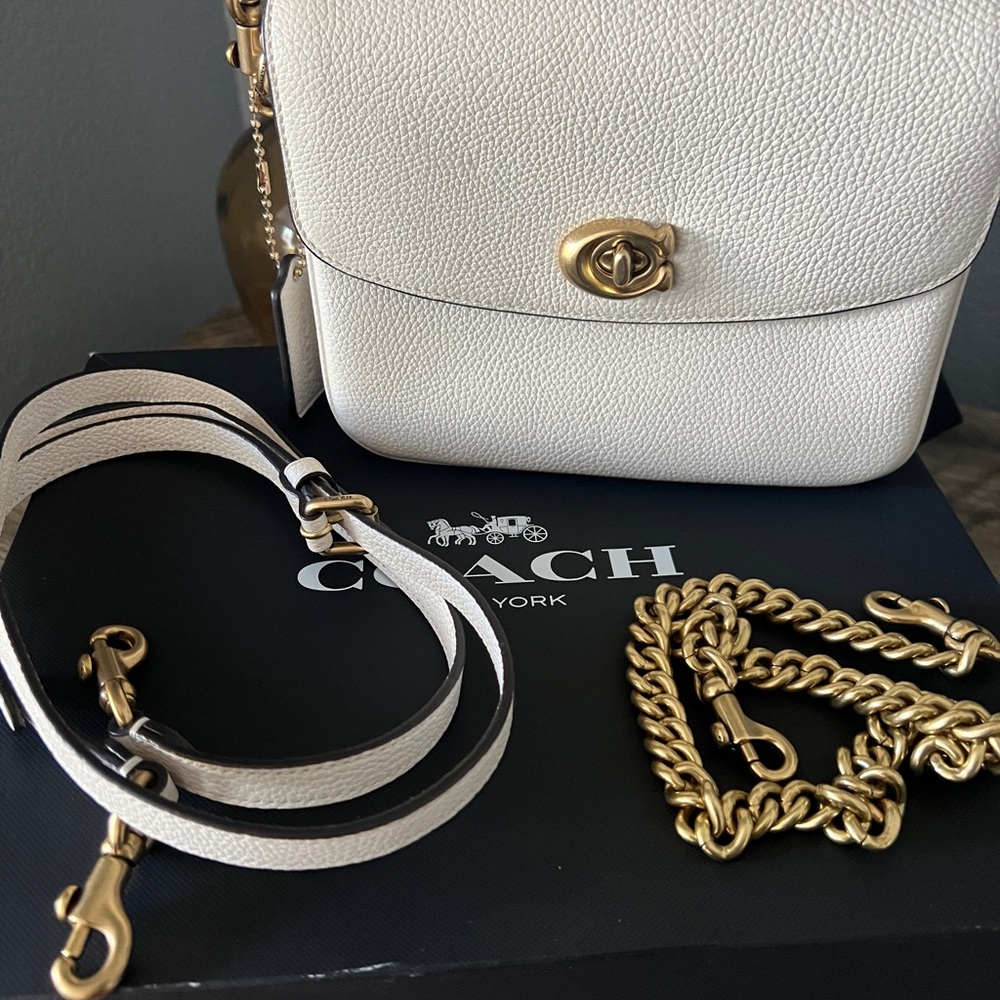 Coach Cassie 19 White Leather Crossbody Bag with 3 straps